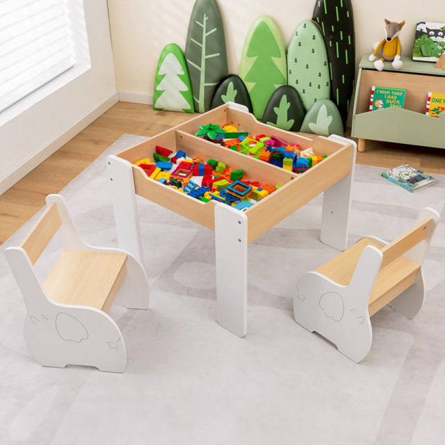 Costway White Table and Chair Set with Hidden Storage - Size: 73.7 x 43.2 x 17.78cm - Wilko - image 1
