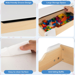 Costway White Table and Chair Set with Hidden Storage - Size: 73.7 x 43.2 x 17.78cm - Wilko - thumbnail 6