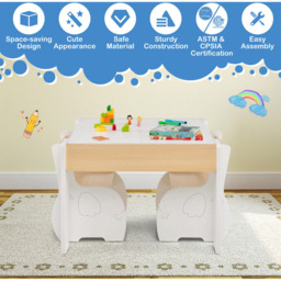 Costway White Table and Chair Set with Hidden Storage - Size: 73.7 x 43.2 x 17.78cm - Wilko - thumbnail 5