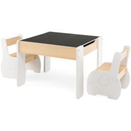Costway White Table and Chair Set with Hidden Storage - Size: 73.7 x 43.2 x 17.78cm - Wilko - thumbnail 3