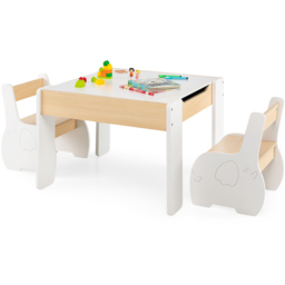 Costway White Table and Chair Set with Hidden Storage - Size: 73.7 x 43.2 x 17.78cm - Wilko - thumbnail 4