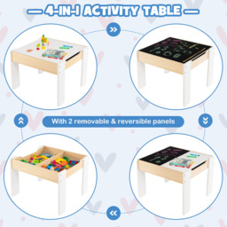 Costway White Table and Chair Set with Hidden Storage - Size: 73.7 x 43.2 x 17.78cm - Wilko - thumbnail 7