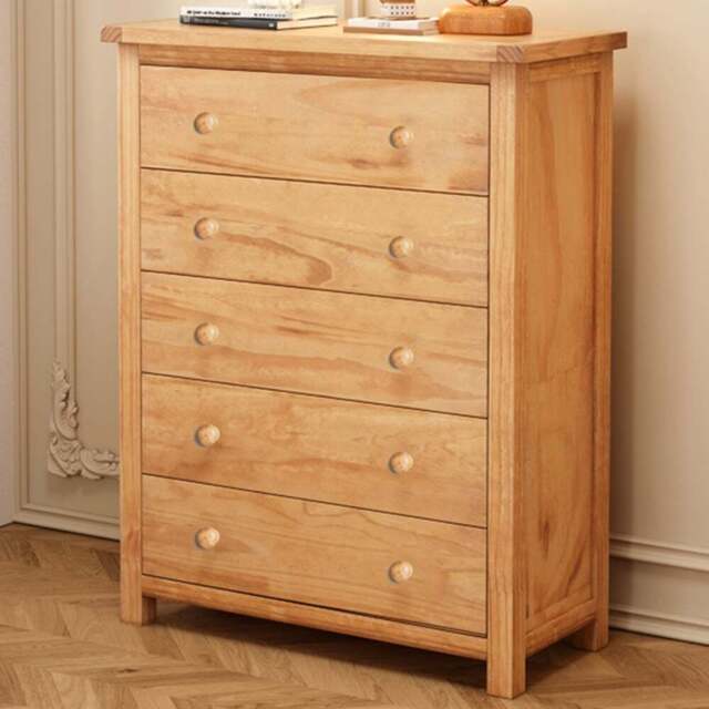 Cabinet Bits Lugo 5 Drawer Brown Wood Knob Chest of Drawers - Wilko - image 1
