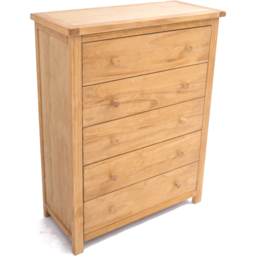 Cabinet Bits Lugo 5 Drawer Brown Wood Knob Chest of Drawers - Wilko - thumbnail 5