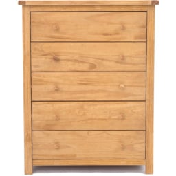 Cabinet Bits Lugo 5 Drawer Brown Wood Knob Chest of Drawers - Wilko - thumbnail 3