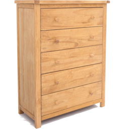 Cabinet Bits Lugo 5 Drawer Brown Wood Knob Chest of Drawers - Wilko - thumbnail 4