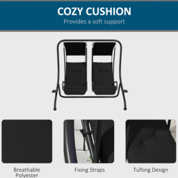 Outsunny 2 Seater Black Independent Swing Chair with Canopy and Cup Holder - Wilko - thumbnail 7