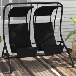 Outsunny 2 Seater Black Independent Swing Chair with Canopy and Cup Holder - Wilko - thumbnail 1