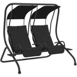 Outsunny 2 Seater Black Independent Swing Chair with Canopy and Cup Holder - Wilko - thumbnail 3