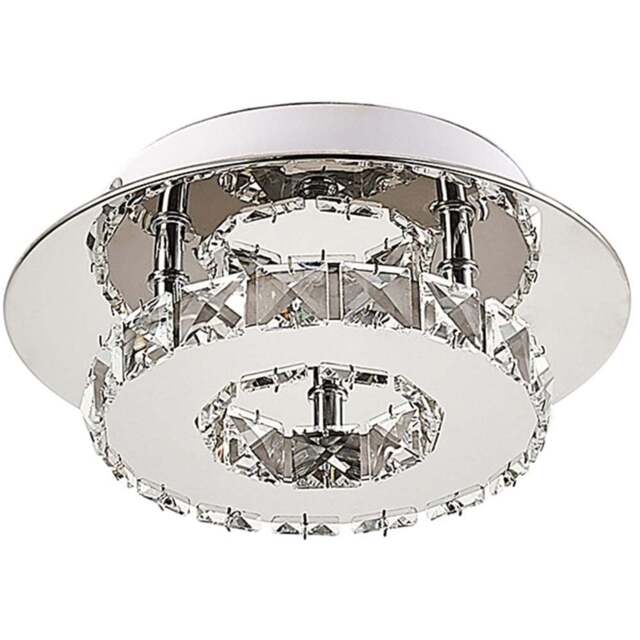 Living and Home Square Crystal LED Ceiling Light - Size: 8 x 20 x 20cm - Clear - Wilko - image 1