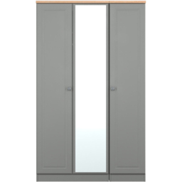 Crowndale Norfolk 3 Door Dusk Grey and Bardolino Oak Mirror Wardrobe Ready Assembled - Dusk Grey & Bardolino Oak - Wilko - thumbnail 3