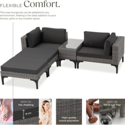 tectake Bellaria Grey 4 Seater Garden Furniture Set - Wilko - thumbnail 4