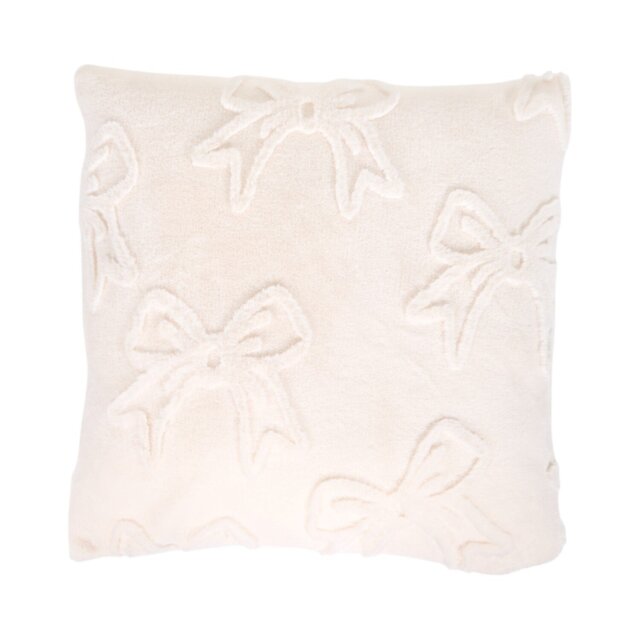 Bow Faux Fur Cushion Ivory - Wilko - image 1