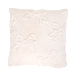 Bow Faux Fur Cushion Ivory - Wilko