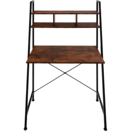 tectake Exeter 4 Shelf Dark Rustic Wooden Desk - Size: 140 x 46.5 x 85.5cm - Brown - Wilko - thumbnail 4