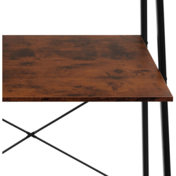 tectake Exeter 4 Shelf Dark Rustic Wooden Desk - Size: 140 x 46.5 x 85.5cm - Brown - Wilko - thumbnail 7
