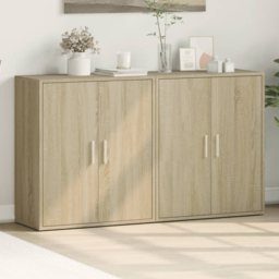 vidaXL 2 Door Sonoma Oak Sideboard Set of 2 - Size: 70 x 31 x 60cm - Brown - Wilko - thumbnail 1