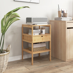 Costway Single Drawer 2 Shelf Natural Bamboo Nightstand - Cream - Wilko - thumbnail 5