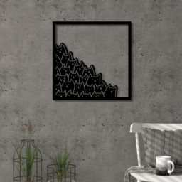 Decortie Black Minimalist Metal Modern Meow Wall Art - Size: 49 x 49 x 0.3cm - Wilko - thumbnail 3