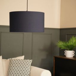 ValueLights Reni Navy Fabric Large Drum Shade - Size: 45 x 25 x 45cm - Blue - Wilko - thumbnail 3