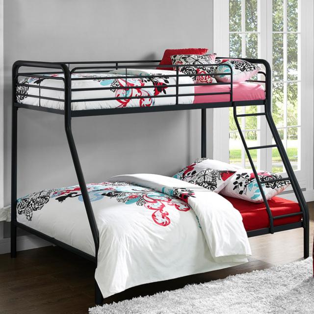 Dorel Single with Double Black Metal Bunk Bed - Size: Single + Double - Wilko - image 1