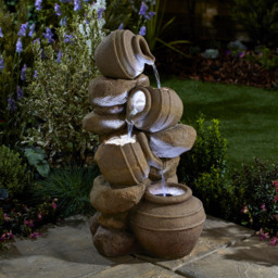 Garden Gear Cascading Tipping Pot Stone Wall Water Feature - Size: 72 x 37 x 38cm - Grey - Wilko - thumbnail 5