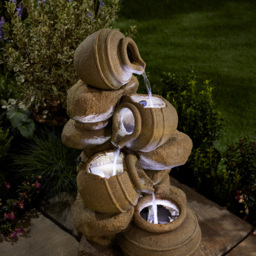 Garden Gear Cascading Tipping Pot Stone Wall Water Feature - Size: 72 x 37 x 38cm - Grey - Wilko - thumbnail 4