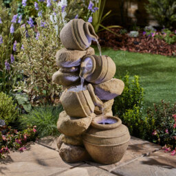 Garden Gear Cascading Tipping Pot Stone Wall Water Feature - Size: 72 x 37 x 38cm - Grey - Wilko - thumbnail 3