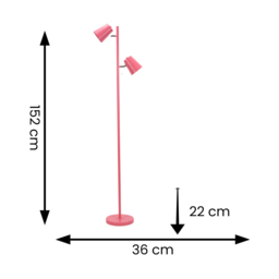 ValueLights Bibi Pastel Pink 2 Way Adjustable LED Floor Lamp - Size: 152 x 36 x 22cm - Wilko - thumbnail 7