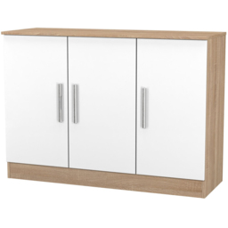 Crowndale Contrast 3 Door White Matt and Bardolino Oak Sideboard Ready Assembled - Size: 79 x 110 x 39cm - White Matt & Bardolino Oak - Wilko - thumbnail 4