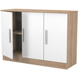 Crowndale Contrast 3 Door White Matt and Bardolino Oak Sideboard Ready Assembled - Size: 79 x 110 x 39cm - White Matt & Bardolino Oak - Wilko - thumbnail 6