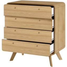 Loft24 Cassie 4 Drawer Oak Chest of Drawers - Size: 88 x 80 x 39cm - Nature - Wilko - thumbnail 5