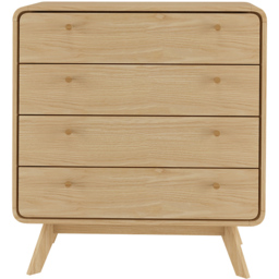 Loft24 Cassie 4 Drawer Oak Chest of Drawers - Size: 88 x 80 x 39cm - Nature - Wilko - thumbnail 4