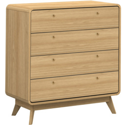 Loft24 Cassie 4 Drawer Oak Chest of Drawers - Size: 88 x 80 x 39cm - Nature - Wilko - thumbnail 3