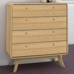 Loft24 Cassie 4 Drawer Oak Chest of Drawers - Size: 88 x 80 x 39cm - Nature - Wilko