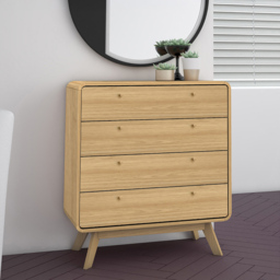 Loft24 Cassie 4 Drawer Oak Chest of Drawers - Size: 88 x 80 x 39cm - Nature - Wilko - thumbnail 6