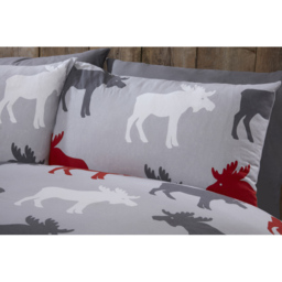 Rapport Home Moose King Size Grey Brushed Cotton Duvet Set - Silver - Wilko - thumbnail 4