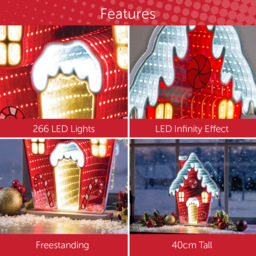 The Christmas Workshop 266 Multicolour LED Xmas House Double Sided Infinity Light 1.3ft - Size: 40.5 x 29 x 1.5cm - Wilko - thumbnail 6