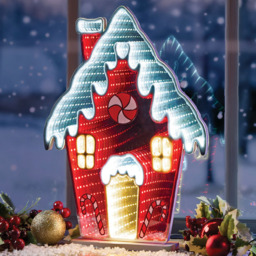 The Christmas Workshop 266 Multicolour LED Xmas House Double Sided Infinity Light 1.3ft - Size: 40.5 x 29 x 1.5cm - Wilko