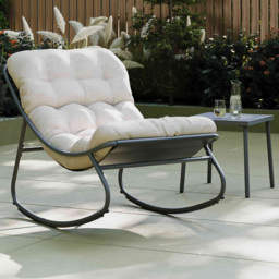 Charles Bentley Porto Rocking Chair with Cushion - Size: 75 x 105 x 65cm - Grey - Wilko - thumbnail 1