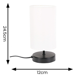 ValueLights Francis White Shade Black Touch Table Lamp and Bulb - Size: 24.5 x 12 x 12cm - Wilko - thumbnail 6