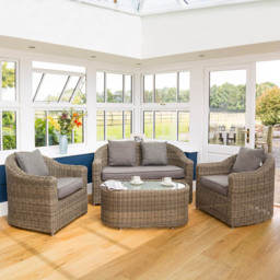 Rowlinson Bunbury 4 Seater Natural Rattan Weave Sofa Set - Brown - Wilko - thumbnail 1