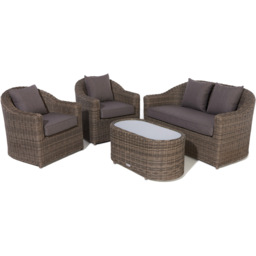 Rowlinson Bunbury 4 Seater Natural Rattan Weave Sofa Set - Brown - Wilko - thumbnail 3