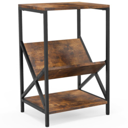 Costway 2 Shelf Rustic Brown V Shaped Side Table - Size: 68 x 38 x 15cm - Wilko - thumbnail 3