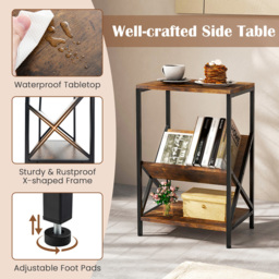 Costway 2 Shelf Rustic Brown V Shaped Side Table - Size: 68 x 38 x 15cm - Wilko - thumbnail 7