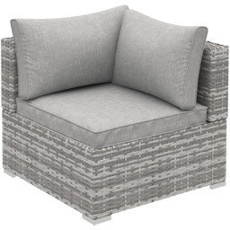 Outsunny Single Seater Grey Rattan Corner Sofa Chair - Size: 1Seater - Wilko - thumbnail 3