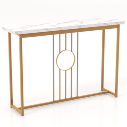 Costway White and Gold Faux Marble Console Table - Size: 130 x 38 x 12cm - Wilko - thumbnail 3