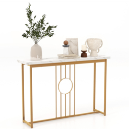 Costway White and Gold Faux Marble Console Table - Size: 130 x 38 x 12cm - Wilko - thumbnail 4