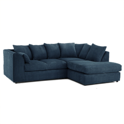 Luxor 3 Seater Navy Blue Jumbo Cord Right Hand Facing Corner Sofa - Wilko - thumbnail 3