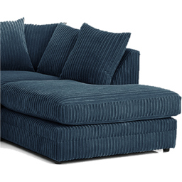 Luxor 3 Seater Navy Blue Jumbo Cord Right Hand Facing Corner Sofa - Wilko - thumbnail 4